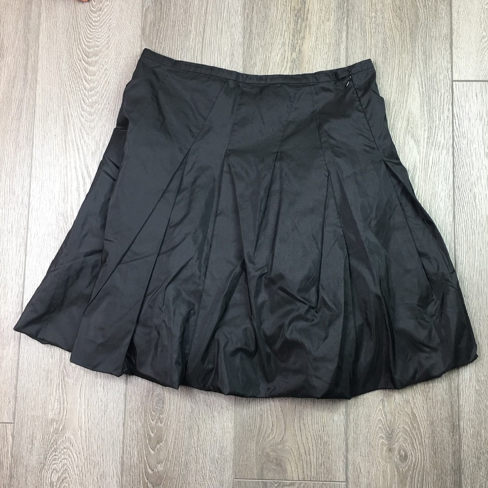 Rebecca Taylor Bubble Skirt‎ Silk Polyester Lined On Knee Zip Black Size 8
